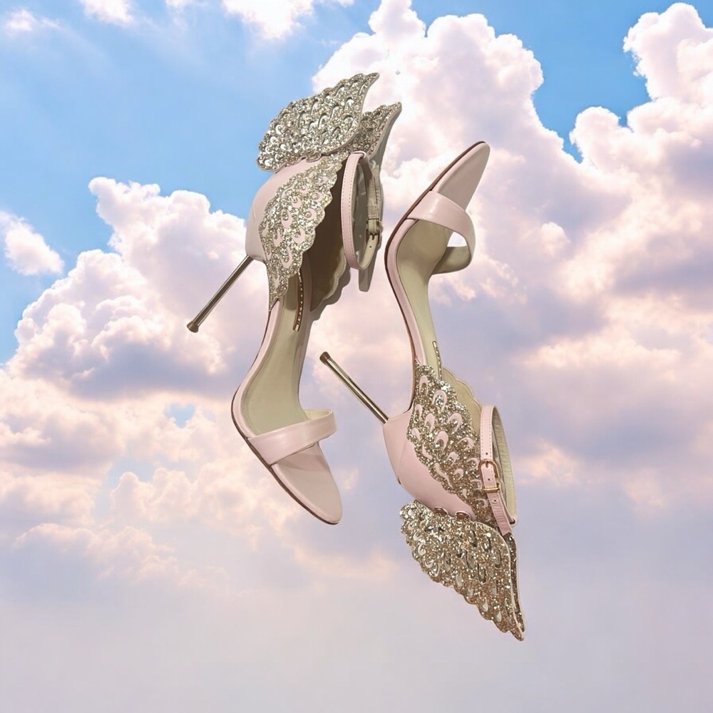 Sophia Webster Evangeline Open Toe Ankle Strap Glitter Sandals Size 39